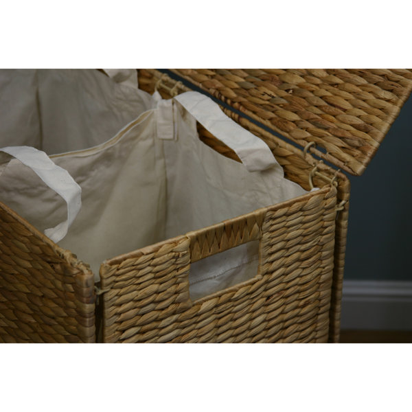 Bayou Breeze Wicker DoubleSided Laundry Clothes Hamper Basket Seagrass